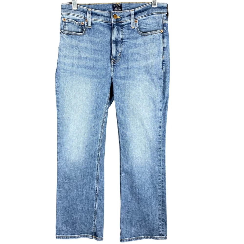 J.Crew Jeans Women 29 Blue Mid-Rise Flare Crop Stretch Denim 1058